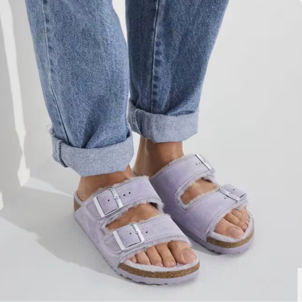 Birkenstock Purple Shearling Sandals